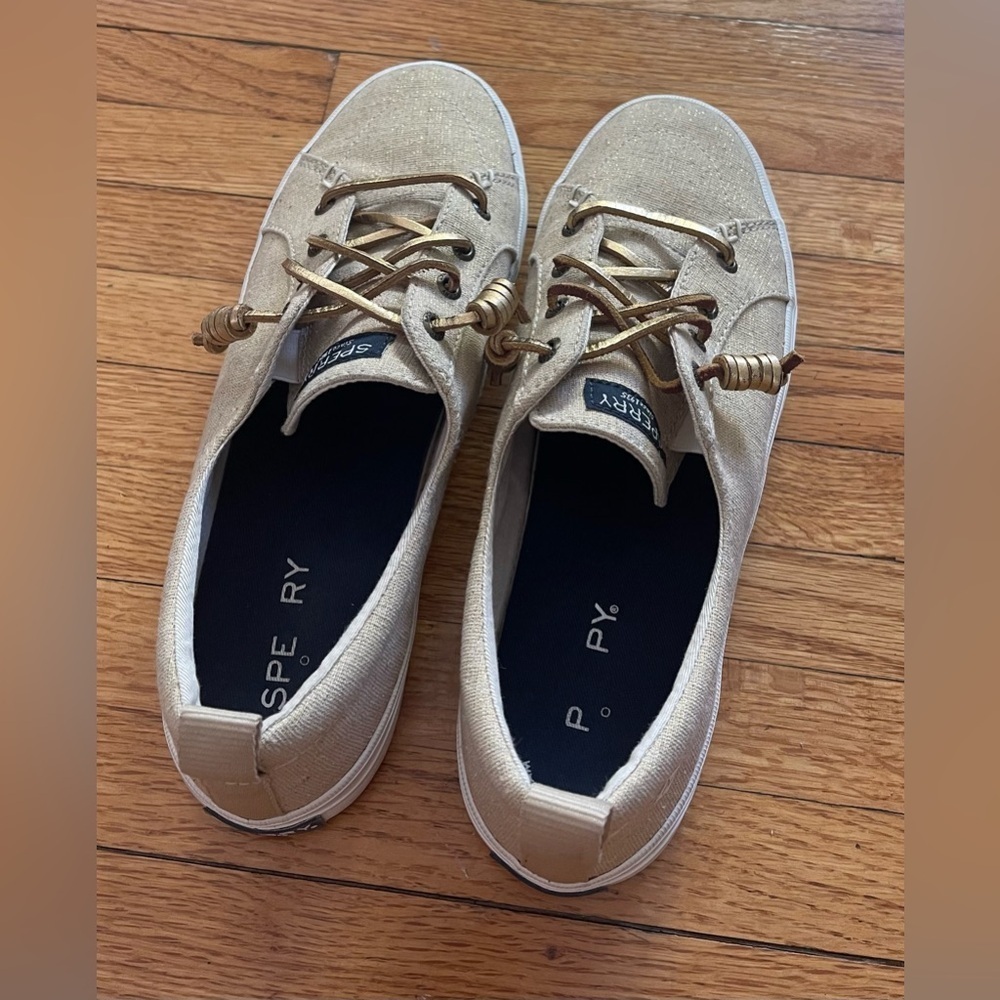 Sperry Women's Gold Canvas Sneakers 8.5